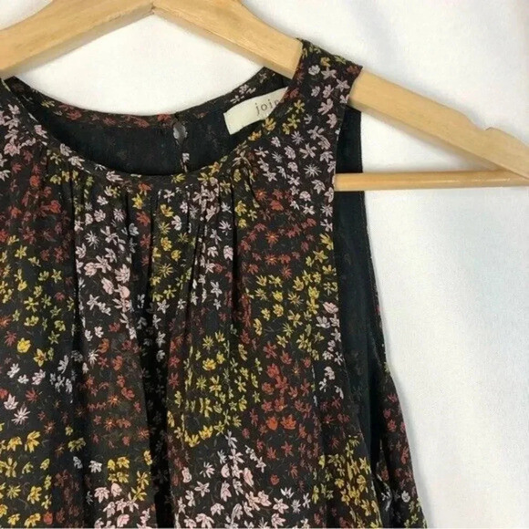 Joie Black Crissy Floral Ruffle Hem Sleeveless Tank Top S - Picture 3 of 5